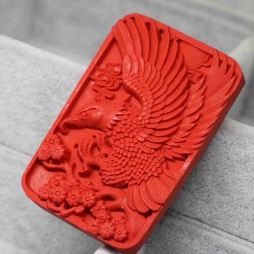 Charms synthetic red cinnabar carving animal eagle large classcial pendant men amazing fine jewelry accessory 39*59mm B1536