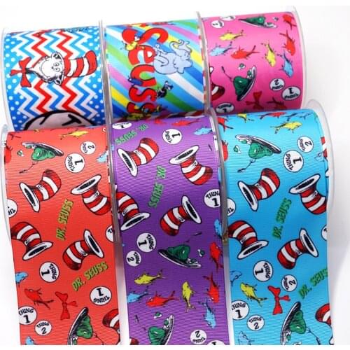 Free shipping 50 yard per size cartoon ribbon printed grosgrain ribbon 35049