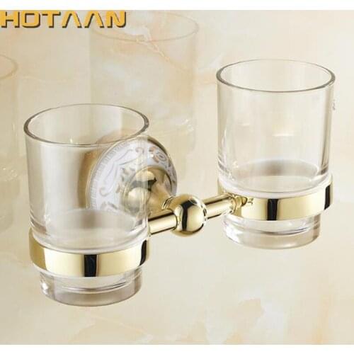 Free shipping Fashion Toothbrush Holder,Wall Mounted Double Tumbler Cup, Bathroom Tumbler Holder Bathroom Accessories YT-10208