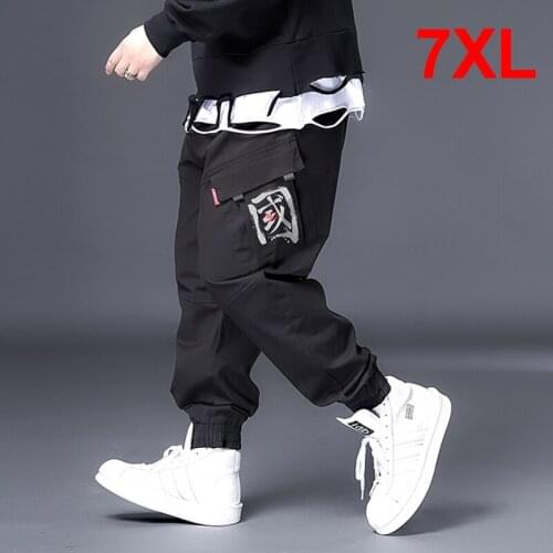 Baggy Cargo Pants Men Black Joggers Sweatpants Streetwear Fashion Chinese Print Trousers Male Loose Bottoms Big Size 7XL HX618