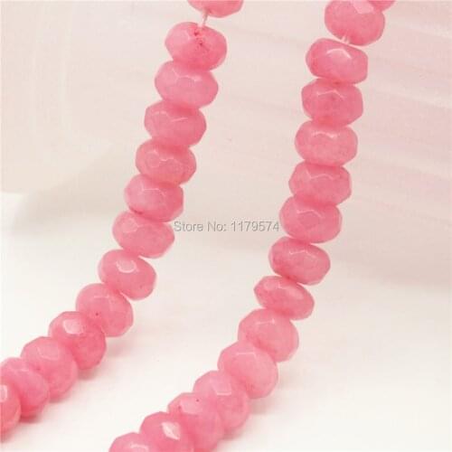 5x8mm HOT Pink Chalcedony Accessories Crafts Loose Beads Stone DIY Jewelry Making Crystal Design 15inch Women Girls Gifts Abacu