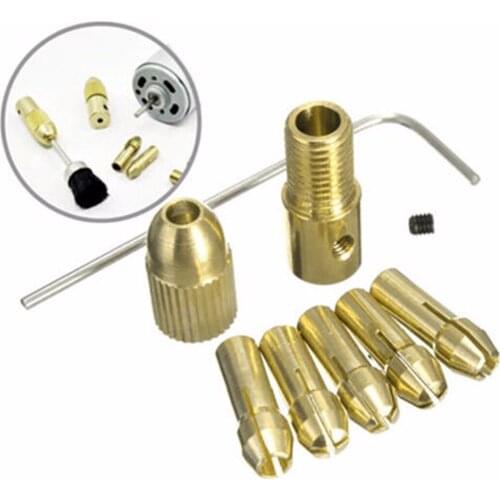 8pcs/set New 0.5-3mm Gold Electric Drill Bit Collet Mini Twist Drill Tool Chuck Set