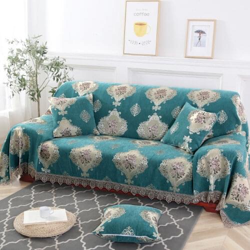 Fyjafon Sofa Cover Chenille Jacquard Sofa Slipcover Decorative Couch Sofa Cover Washable Furniture Protector Sofa Towel
