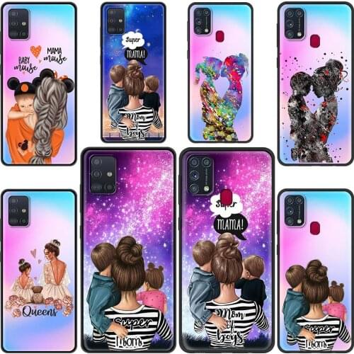 Super Mom Baby Girl Boy Cover For Samsung Galaxy M31s M31 Prime M51 M21 M11 M01 F41 A9 A7 2018 Fundas Black TPU Cases Shell