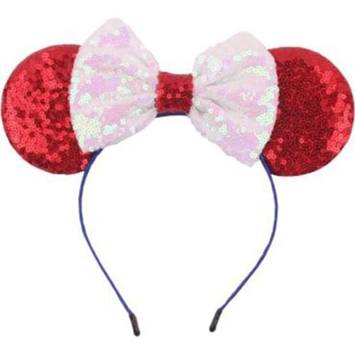 Disney 1Pcs Cartoon Mickey Hair Accessories Hairband Sequins Bowknot Fashion Party Hair Accessories Hairband Christmas Gift