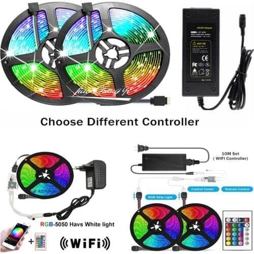 DC12V 5050 LED Strip Light RGB SMD 150LEDs/5M 12V Flexible Ribbon 24key rgb WiFi Contoller+ LED power supply Adapte