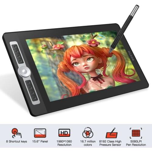 BOSTO 16HD Pro 15.6 Inch H-IPS LCD Graphics Drawing Tablet Display Digital Drawing Pad 8192 Pressure Level Passive Technology