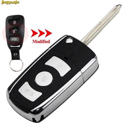 Jingyuqin Modify 4 Buttons Remote Car Key Cover Shell Fob Refit For Kia Cerato Hyundai Elantra Sonata Genesis Santa Fe Accent