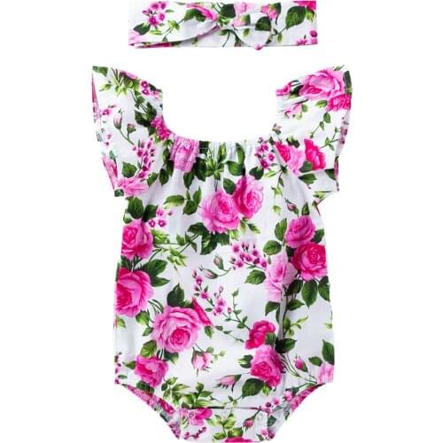 Newborn Toddler Infant Baby Girl Kids Cotton Bodysuit Jumpsuit Floral Casual Clothes 2Pcs Outfit Fashion Baby Costume