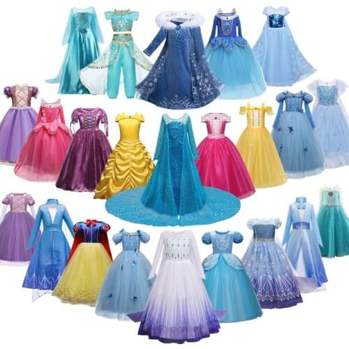 Girls Cosplay Princess Costume Kids Halloween Carnival Party Fancy Dress Up Children Christmas Clothes Disguise Disfraz