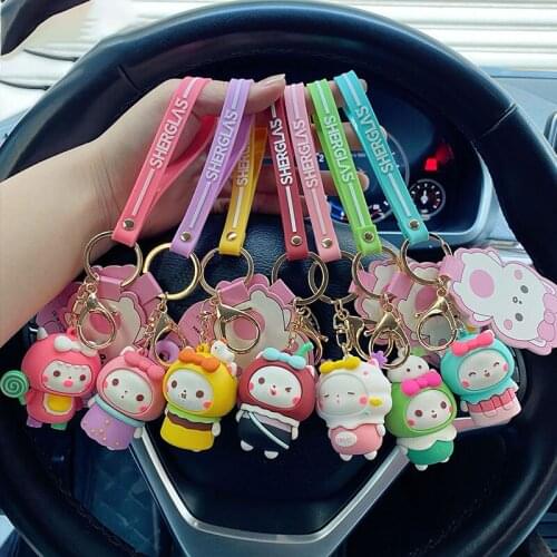 Cute Cartoon Anime Dessert Series PVC Doll Key Chain Bag Pendant Car Keyring Accessories Lovely for Women Kids Fine Gift Jewelry