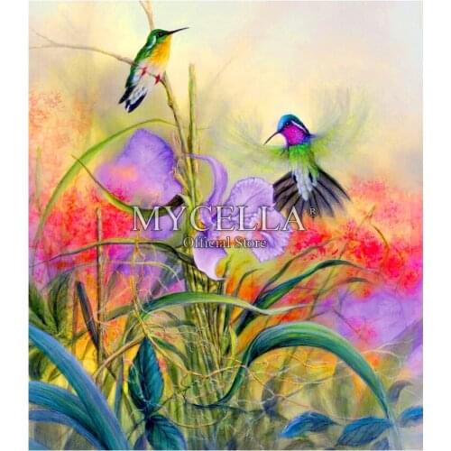Cartoon 5D Diy Diamond Painting Cartoon Embroidery Hummingbird & Flower Needlework Full Rhinestone Cross Stitch Christmas Gifts