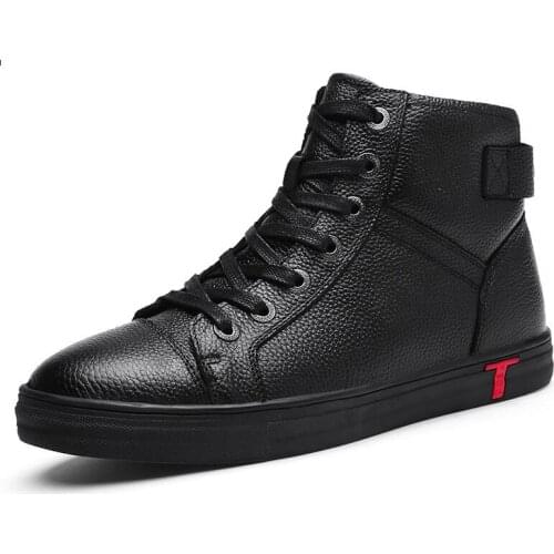 Men Boots 100% Genuine Leather Ankle Boots Lace-Up Casual High Quality Cow Leather Boots Autumn Winter Men Shoes Plus Size 38~48