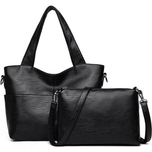 Soft Leather Women Bag Set Luxury Brand 2018 Fashion Designer Female Shoulder Bags Big Casual Bags Set Handbag High Quality