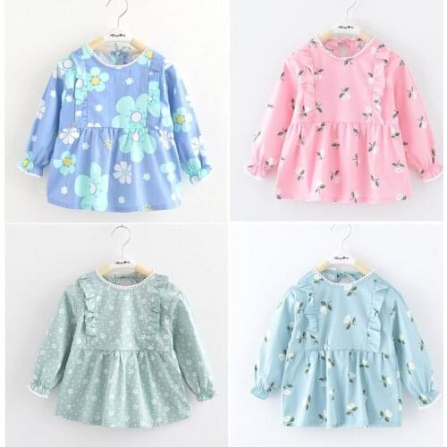 Bandana Bibs Cute Cartoon Dress Baby Bibs Waterproof Infant Eating Children Drawing Long Sleeve Apron Baby Self Feeding Bib