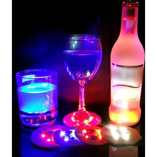 Bottle Stickers Coasters Beer Cocktail LED Light Coaster Luminous Bottle LED Light Cup Sticker Mat Bar Club Decoration Lights