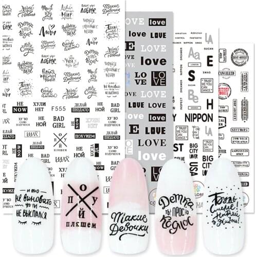 1pcs Nail Sticker Adhesive Letter Sliders Design 3D Decal Nail Art Transfer Stickers Manicure DIY Decor Tips Tool JICA100-108/F