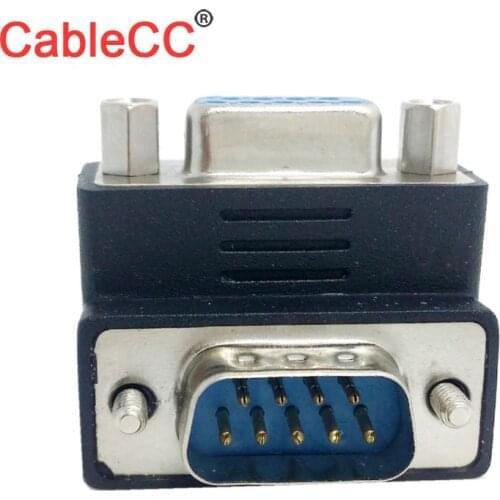 Zihan 270 degree Down Right Angled RS232 D-Sub 9Pin Male screw type To Female Nut type extension Adapter