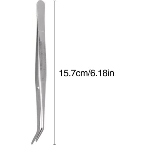 Stainless Steel Tweezers Serrated Curved Dental Instruments Dental Tool