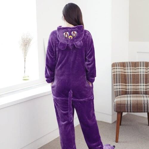 Boy Girl Pajamas Kigurumi Purple Moon Cat Pijamas For Women Men Onesie Adult Animal Anime Family Sleepwear Cosplay Pyjamas Kids