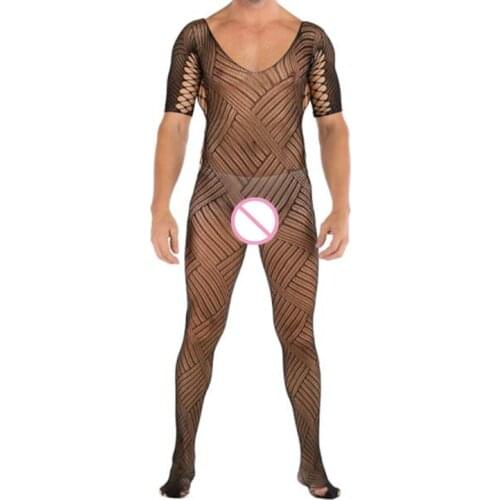 Men Short Sleeve Sleepwear Sexy Lingerie Bodysuit Exotic Plus Size Male Underwear Porno Nightgown Sexy Costumes Body Stockings