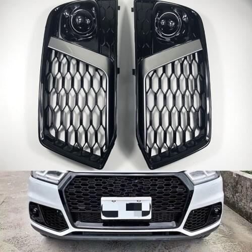 Fit For Audi new Q5 Q5L 2018 2019 Car Front Bumper Fog Lamp Grills in Racing Grills ABS Replacement Fog Light Grills