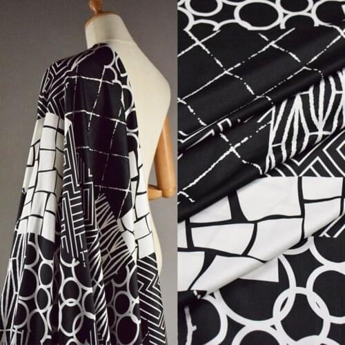 Half Meter High Grade Black Geometric Plaid Chiffon Fabric For Dress Ladys Garment Soft Material CR-1203