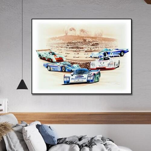 Five Racing Car Poster Print Art On Canvas Painting Nordic Poster Wall Art Picture For Living Noom Home Decoration Frameless