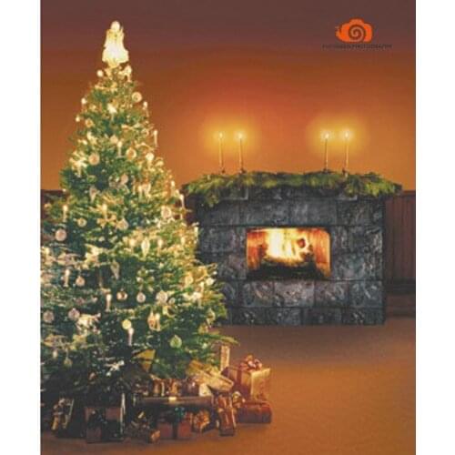 Professional 5X7ft Hand painted Muslin interior photo studio backdrops,christmas tree decor Scenic photographic background K028
