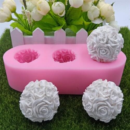 Three Cavities 3D Rose Candle Mold Soap Mold Silicone Mould for Soap Candle Resin Crafts Molds