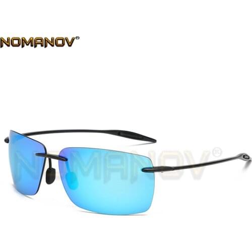 2020 Summer Style Rimless Mirror Blue Grey Polarized Lens Sunglasses Men Women Super Light Polarized Sun Glasses Driving