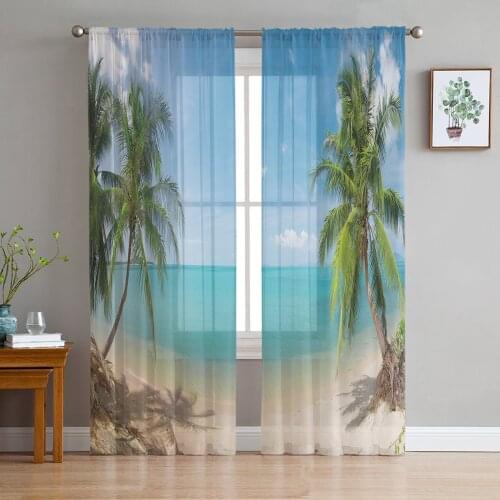 Bernamburgo Beach Window Treatment Tulle Modern Sheer Curtains for Kitchen Living Room the Bedroom Curtains Decoration
