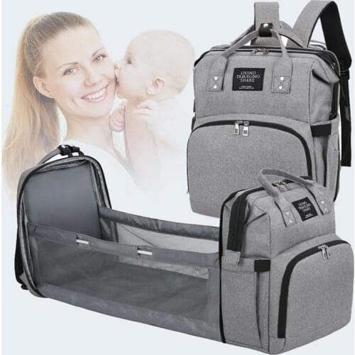 Baby Diaper Bag Bed Backpack For Mom Maternity Bag For Stroller Nappy Bag Large Capacity Nursing Bag for Baby Care Upgrade Hooks