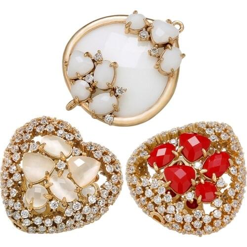 ZHUKOU High Quality heart shape Crystal connectors for Women Necklace Bracelet Earrings Jewelry Accessories making model:VS415