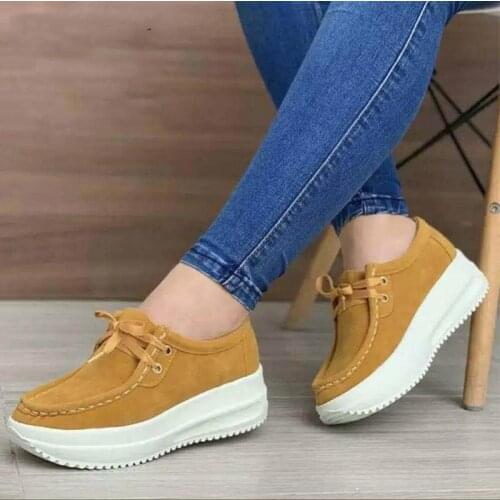 Women Flat Platform Vulcanized Shoes Suede Sewing Lace-Up Casual Ladies Shoes 2020 Autumn Female Plus Size Fashion New