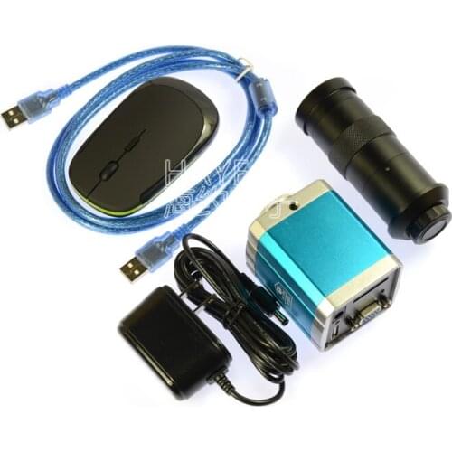 1080P Full HD 2MP 1/2.86" CMOS VGA High Speed 30 frame Rate USB Digital Industry Video Microscope HDMI Camera Set with 100X Lens