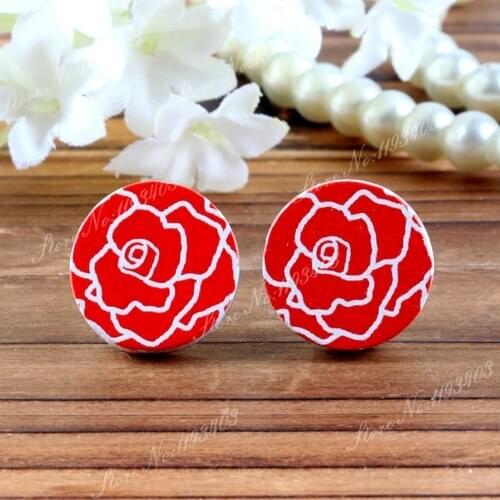 16mm Flower Round High Quality Photo Wood Laser Cut Cabochon to make Rings, Earrings, Bobby pin,Necklaces, Bracelets