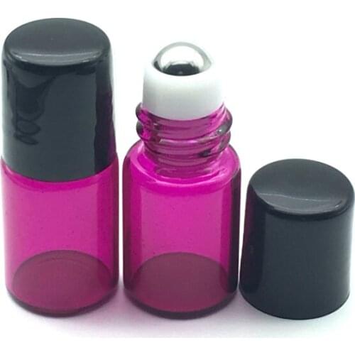 20pcs Empty Roller Bottle Small roll on 2ml Rose-red Refillable Bottles for Essential Oil Perfume Bottle Deodorant Containers