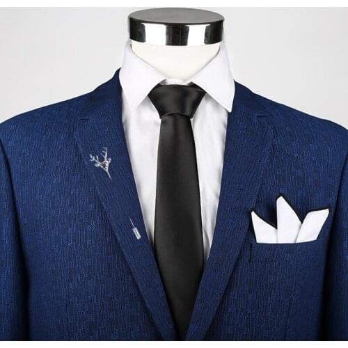 2019 Black Mens Fashion Tie Set Silk Neckties Pure Ties for Men Tie Handkerchief Gift Box Packing Mens Clothing Accessories