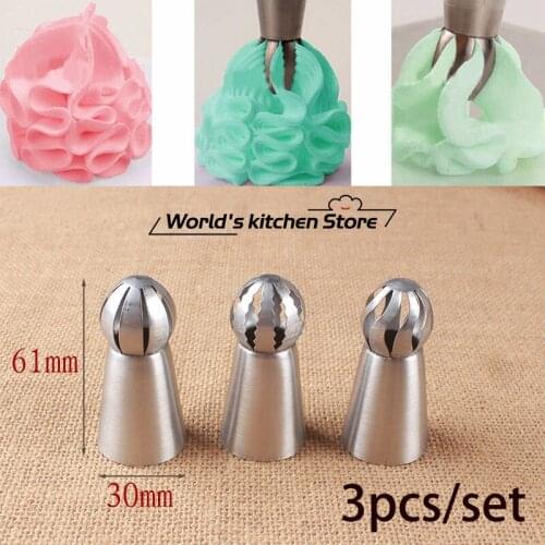 3Pcs Stainless Steel Russian Tulip Rose Flower Nozzles Birthday Cupcake Craft Icing Piping Nozzles Cake DecoratingTools