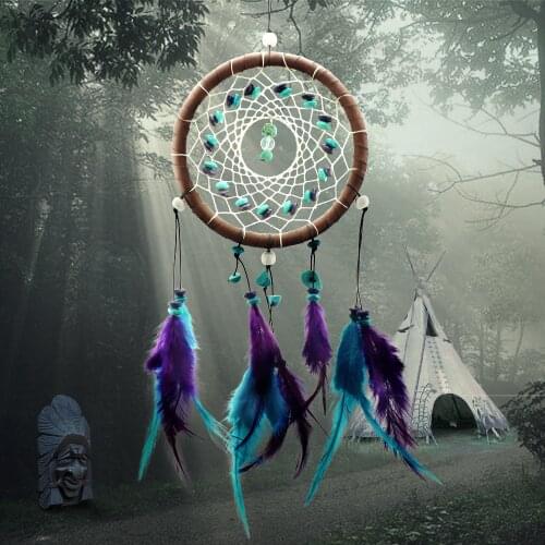 Antique Forest Dreamcatcher Wind Chimes Gift Handmade Craft Dream Catcher Net with Feathers Wall Car Home Hanging Decor Ornament