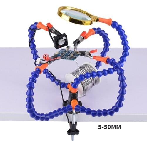 Aux Soldering Holder Tool PCB Helping Handcrafts Flexible Clamp Base Clip 5 Claws