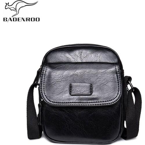 Badenroo Black Small Men Shoulder Messenger Bags Leather Handbags High Quality Casual Simple travel Male Crossbody Bags Purse