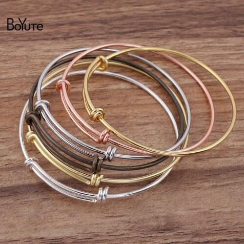 BoYuTe (10 Pieces/Lot) 65*2MM Metal Brass Adjustable Brass Bangle Bracelet Base DIY Handmade Materials Wholesale