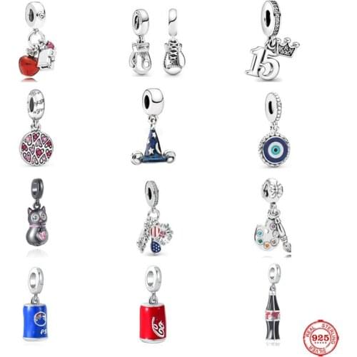 Diy Beads Chrismas Apple Black Cat 15th Celebration Halloween Hat Fit Original Pandora Charms Silver 925 Bracelet Accessories