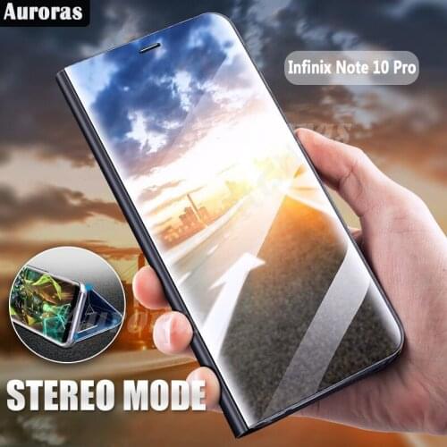 Auroras For Infinix Note 10 Pro Case Stand Holder Flip Mirror Phone Case For Infinix Note10 Pro Shockproof Mirror Cover