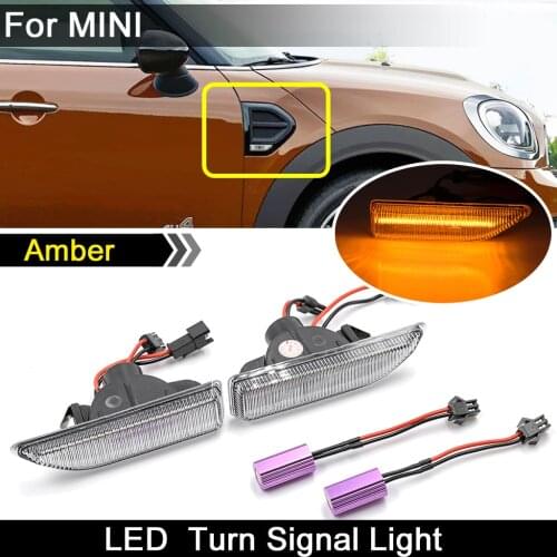 For Mini Cooper Countryman F60 2017 2018 2019 2020 Clear Lens LED Side Marker Light Amber Turn Signal Lamp
