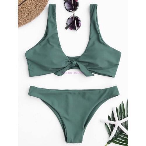By dhl 50pcs new Women Bikinis Push Up Bikini Set Swimwear Knotted Scoop Neck Swimsuit Biquini Brazilian Beach Bathing Suit