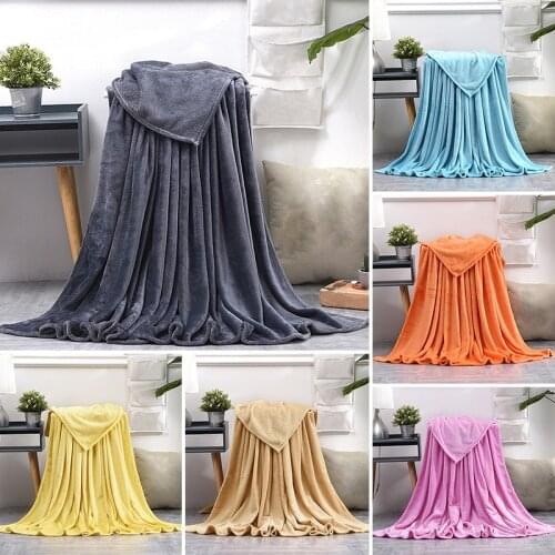 Coral Fleece Flannel Blankets For Beds Faux Fur Mink Throw Solid Color Sofa Cover Bedspread Soft Warm Winter Plaid Plush Blanket