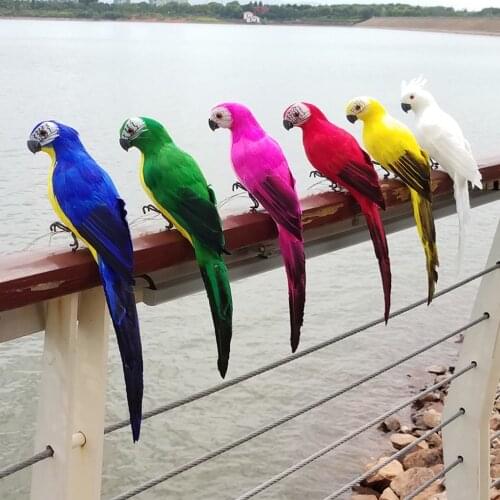 25cm Simulation Parrot Creative Handmade Foam Feather Macaw Lawn Figurine Ornament Fake Animal Bird Garden Prop Decoration